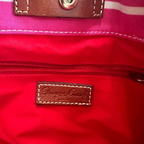 Dooney and Bourke Shopper Tote Pink And White Stripes. - Picture 5 of 5